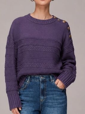 New With Tags Cable Knit Sweater Eggplant Quiet Luxury Rich Girl